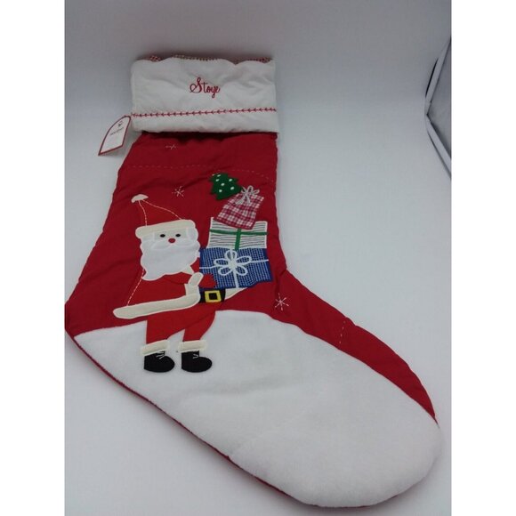 Pottery Barn Kids Stoye Jumbo Stocking Santa Gifts Holiday Quilted 31.5 Inches - Picture 11 of 11